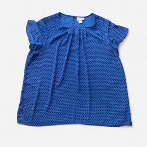 Liz Claiborne Blue Polka Dot Blouse with flutter sleeves